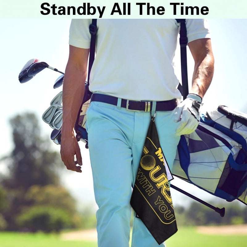 Msticey May The Course Be with You Printed Microfiber Golf Towel with Clip, Great Golf Gifts for Dad Mom Papa Grandpa Golfer, Father's Day Birthday Retirement Gifts, Golf Accessories for Men Women - Image 4